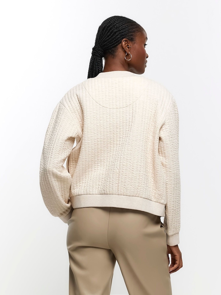 River Island Cream Quilted Bomber Cardigans - Image 3 of 10