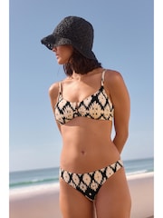 Ecru/Black Foil Ikat Trim Crop Bikini - Image 3 of 7