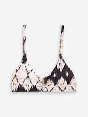 Ecru/Black Foil Ikat Trim Crop Bikini - Image 7 of 7