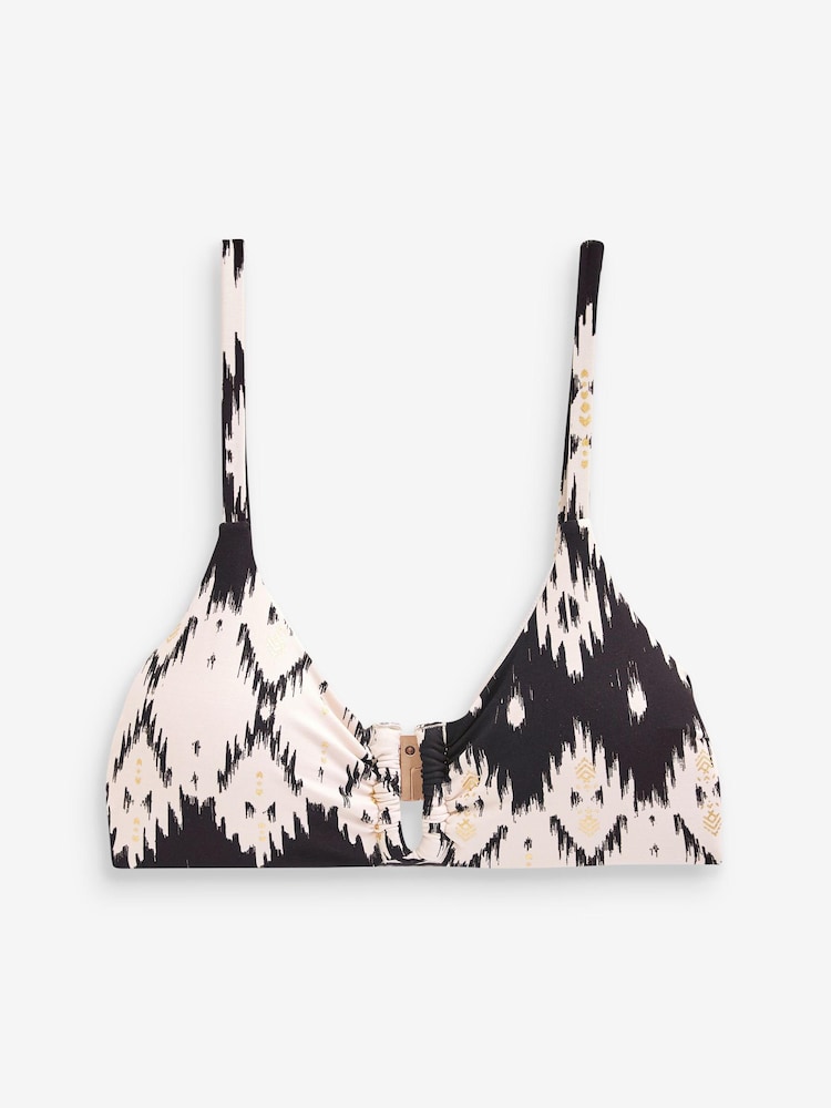 Ecru/Black Foil Ikat Trim Crop Bikini - Image 7 of 7