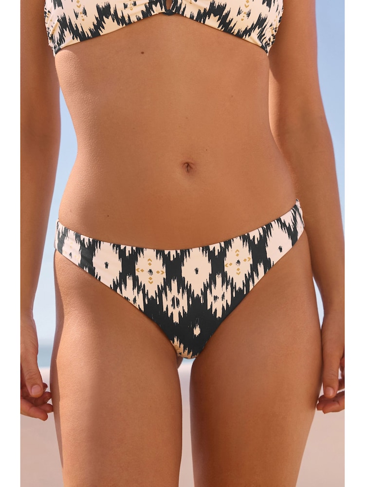 Ecru/Black Foil Brazilian High Leg Bikini Bottoms - Image 1 of 4