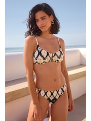 Ecru/Black Foil Brazilian High Leg Bikini Bottoms - Image 2 of 4