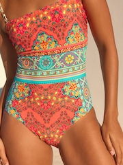 Coral Pink Bandeau Tummy Control Swimsuit - Image 5 of 7