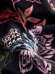Schwarz/Pink geblümt - Bauchformender Bandeau-Badeanzug mit Raffungen - Bild 7 von 7