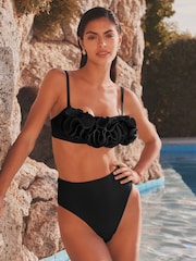 Black Ruffle Bandeau Bikini Top - Image 2 of 7