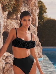 Black Ruffle Bandeau Bikini Top - Image 3 of 7