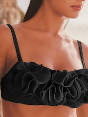 Black Ruffle Bandeau Bikini Top - Image 4 of 7