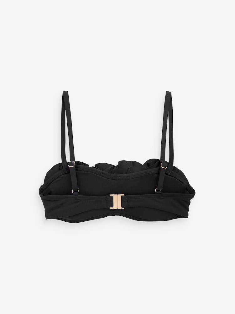 Black Ruffle Bandeau Bikini Top - Image 6 of 7