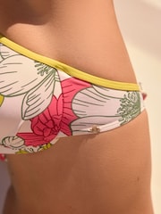 Pink/Lime Green Floral Padded Wired Plunge Bikini Top - Image 5 of 6