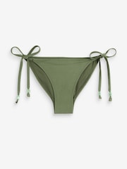 Vert kaki très brillant - Bas de bikini avec perles noué sur le côté - Image 6 of 6