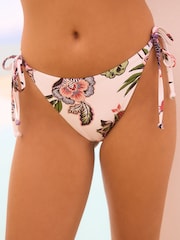 Cream/Pink Floral Tie Side Bikini Bottoms - Image 1 of 6