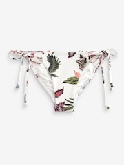 Cream/Pink Floral Tie Side Bikini Bottoms - Image 6 of 6