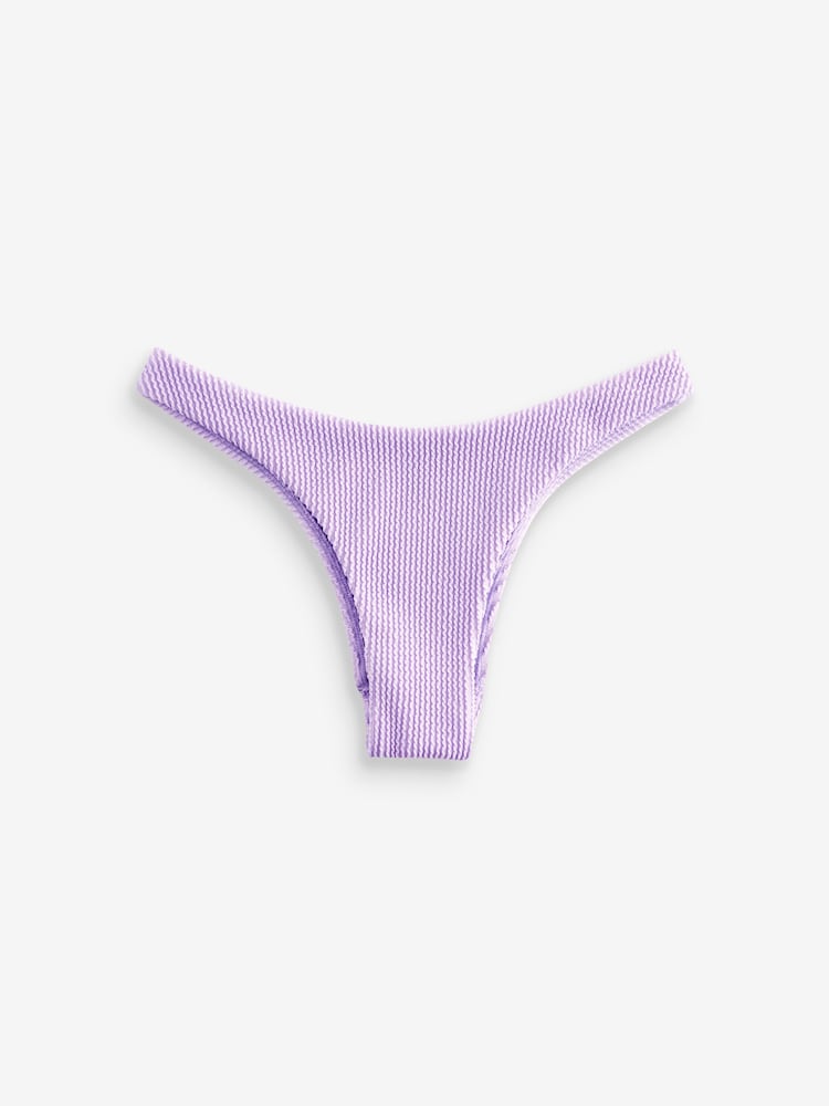 Lilac Purple Crinkle Brazilian High Leg Bikini Bottom - Image 5 of 5