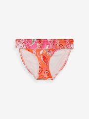 Orange/Pink Paisley Shirred High Leg Bikini Bottoms - Image 5 of 5