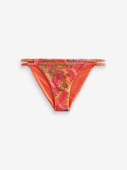 Pink/Orange Paisley Reversible High Shine Tanga Bikini Bottom - Image 7 of 7