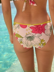Ecru/Green Floral High Leg High Leg Bikini Bottoms - Image 3 of 5