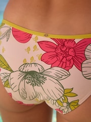Ecru/Green Floral High Leg High Leg Bikini Bottoms - Image 4 of 5