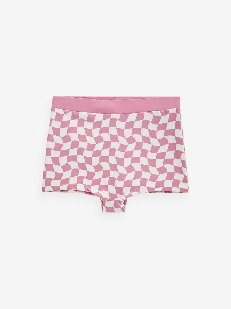 Pink/Weißes Kontrast-Karomuster - Badeshorts - Bild 4 von 4 Pink/Weißes Kontrast-Karomuster - Badeshorts - Bild 4 von 4