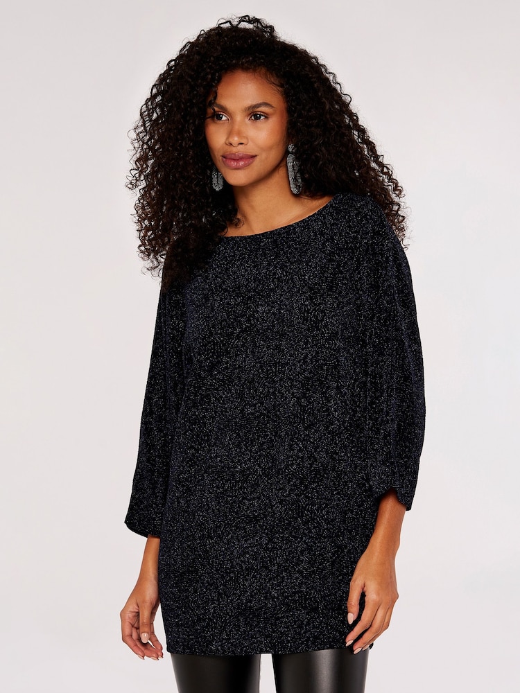 Apricot Blue Metallic Swirl Bar Back Batwing Tunics - Image 1 of 4