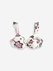 Cream/Pink Floral Frill Shaping Padded Wired Bikini Top - Image 6 of 6