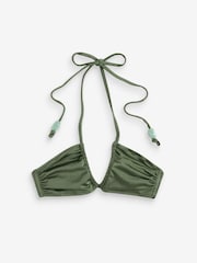 Khaki Green High Shine Beaded Multiway Triangle BIkini Top - Image 6 of 6