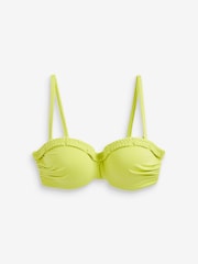 Lime Green Plait Shaping Padded Wired Bandeau Bikini Top - Image 6 of 6