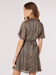 Apricot Blue Ikat Chiffon Angel Sleeve Dress - Image 2 of 4