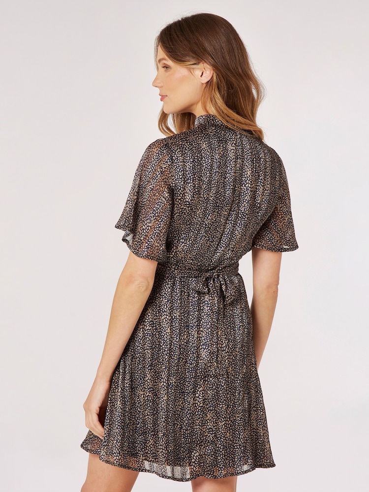 Apricot Blue Ikat Chiffon Angel Sleeve Dress - Image 2 of 4 Apricot Blue Ikat Chiffon Angel Sleeve Dress - Image 2 of 4