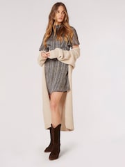 Apricot Blue Ikat Chiffon Angel Sleeve Dress - Image 3 of 4