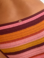 Pink/Purple Stripe Crochet Tie Side Bikini Bottoms - Image 4 of 7