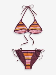 Pink/Purple Stripe Crochet Tie Side Bikini Bottoms - Image 5 of 7