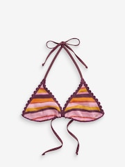 Pink/Purple Stripe Crochet Tie Side Bikini Bottoms - Image 6 of 7