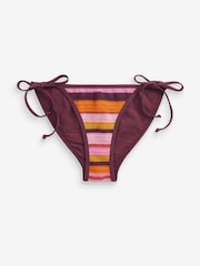 Pink/Purple Stripe Crochet Tie Side Bikini Bottoms - Image 7 of 7