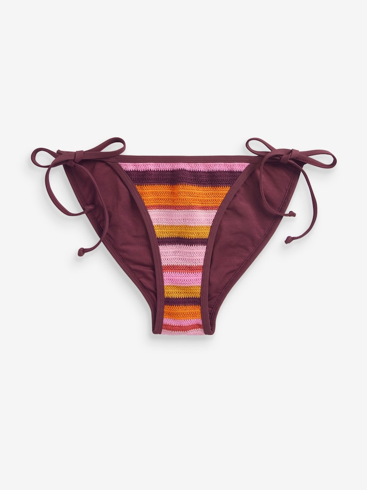 Pink/Purple Stripe Crochet Tie Side Bikini Bottoms - Image 7 of 7