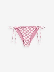 Pink/White Checkerboard Tie Side Bikini Bottoms - Image 7 of 7
