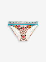 Paisley-Druck, Ecru/Rosa - Bikinihose mit hohem Beinausschnitt und seitlicher Raffung - Bild 5 von 6
