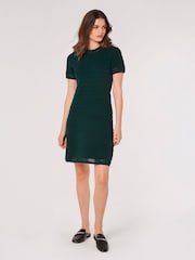 Apricot Green Self Stripe Knitted A Line Dress - Image 3 of 4
