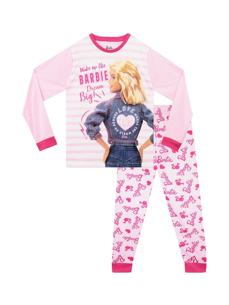 Character Pink Barbie AOP Long Sleeve Pyjama Set - Image 1 of 10