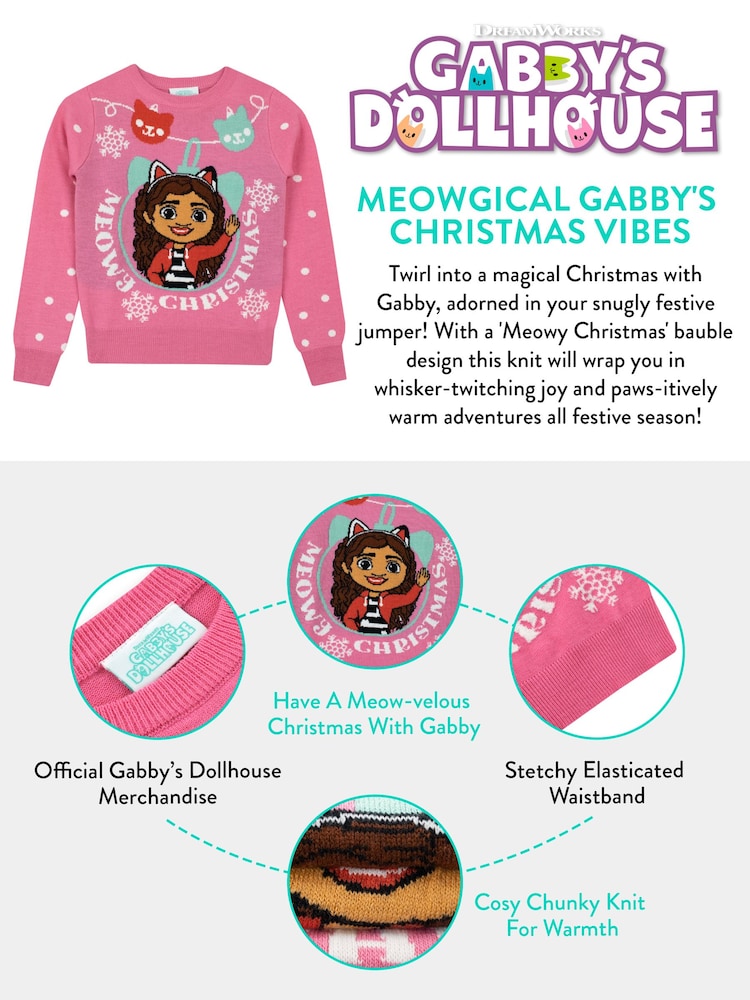 Character Pink Gabbys Dolls House Christmas Jumper - Image 5 of 5