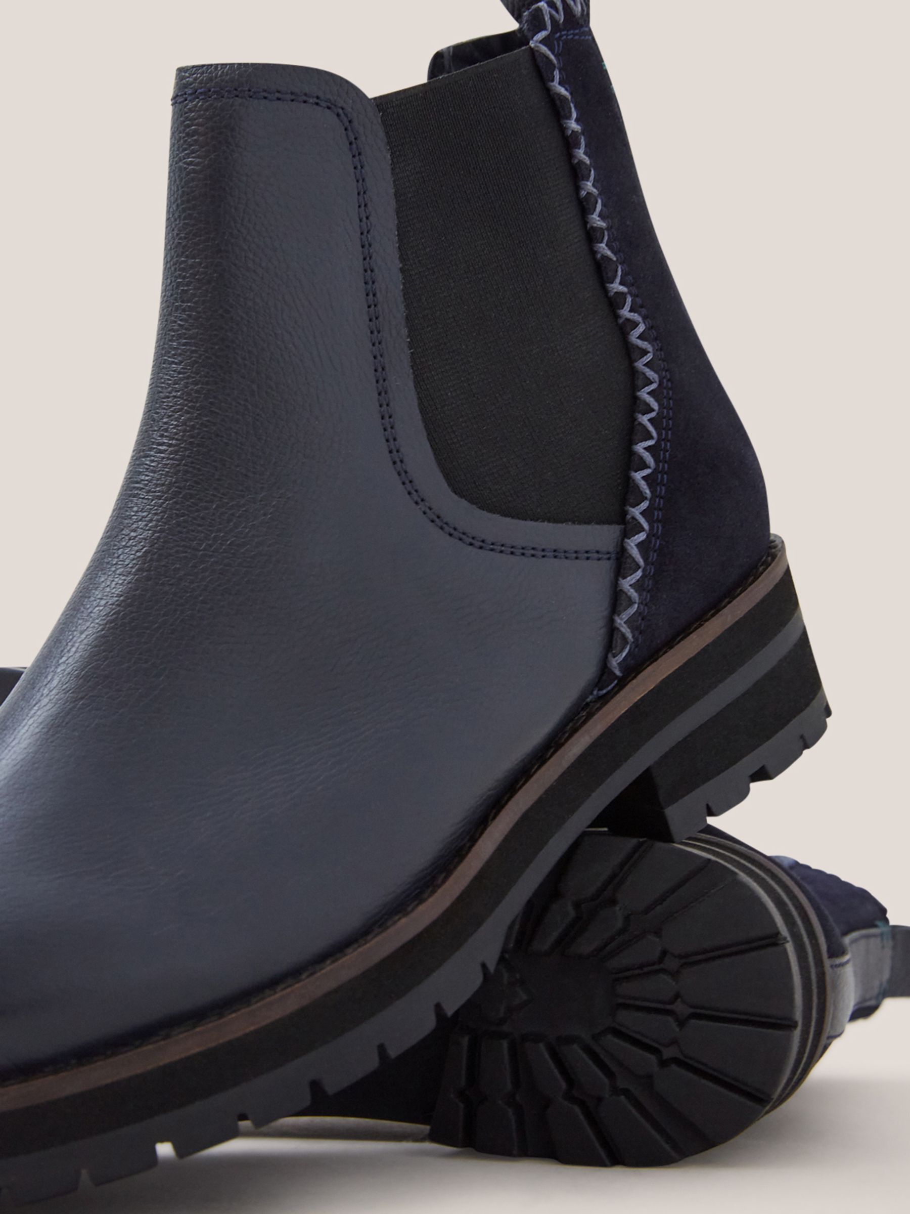 Buy White Stuff Blue Wide Fit Leather Chelsea Boots from Next Luxembourg