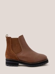 White Stuff Brown Wide Fit Leather Chelsea Boots - Image 1 of 4