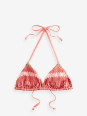 Coral Pink Crochet Triangle Bikini Top - Image 5 of 5