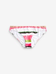 Weiß/Pink mit Streifen - Bikinihose mit hohem Beinausschnitt - Bild 5 von 5