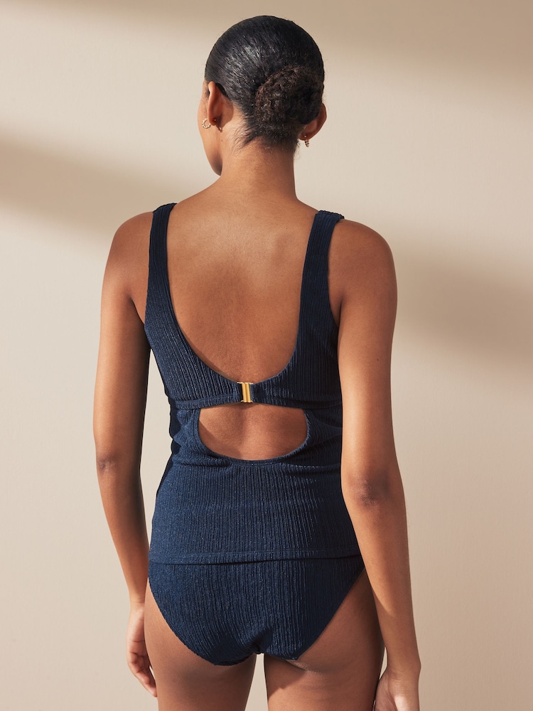 Navy Rib DD+ Wired Scoop Neck Tankini Top - Image 2 of 5