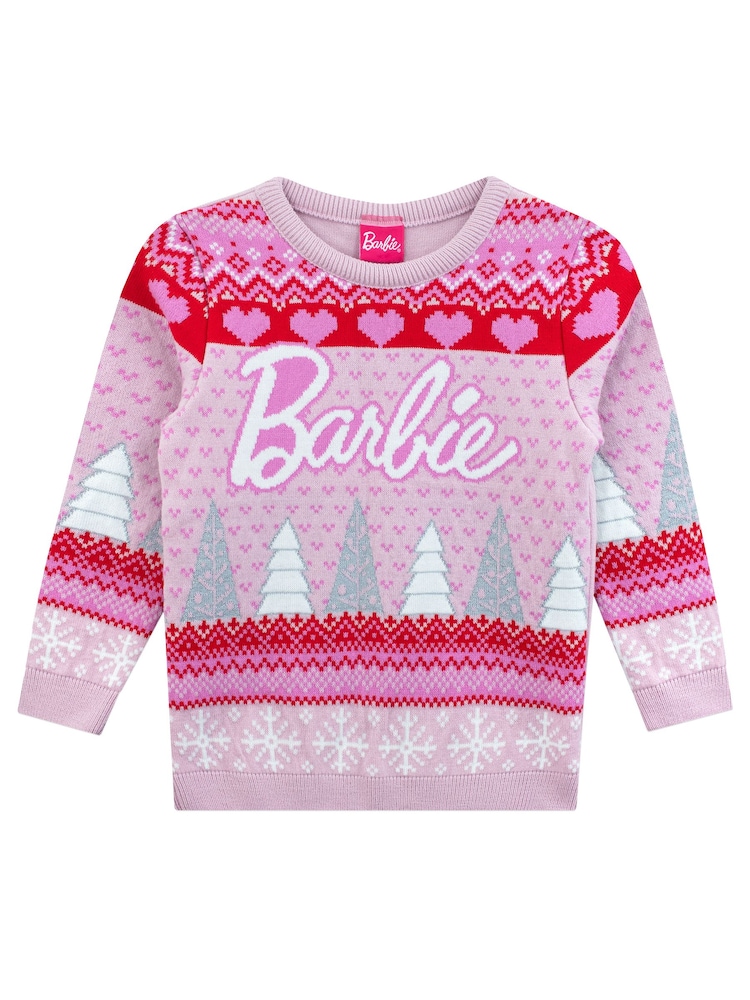 Character Pink Barbie Christmas Tree Jumper - Image 1 of 5