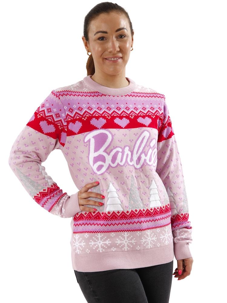 Character Pink Barbie Christmas Tree Jumper - Image 5 of 5