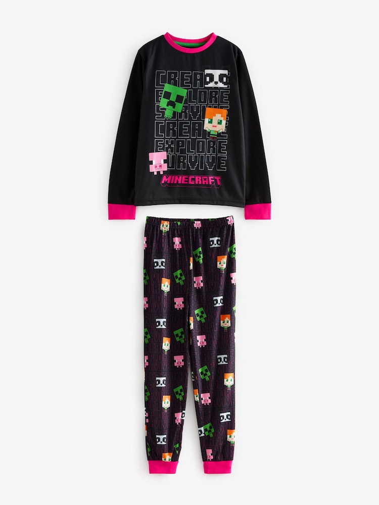 Character Black/Pink Minecraft Creeper Girls Minecraft Creeper Pyjamas - Image 1 of 4