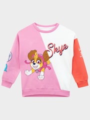 Character Pink Girls Paw Patrol Skye Colourblock 100% Cotton Sweatshirt - Image 1 of 5