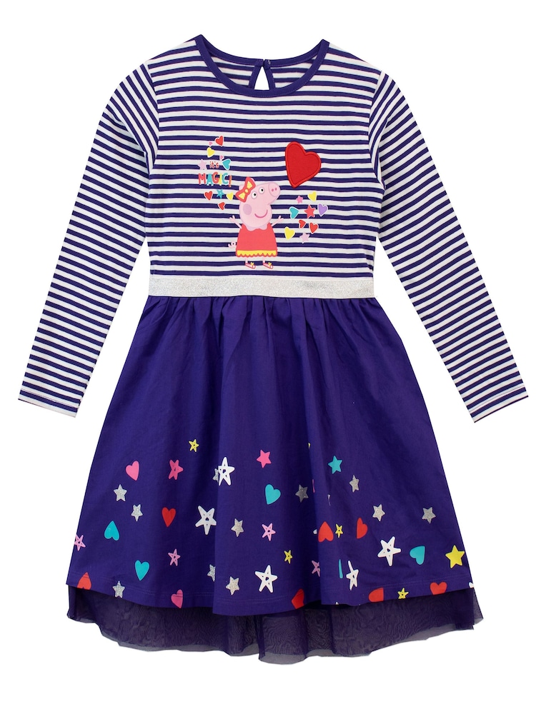 Character Blue 100% Cotton Peppa Pig Party Dress - Image 1 of 7