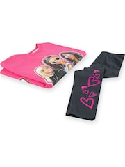 Character Pink 100% Cotton Barbie Sweatshirt and Leggings Set - Image 4 of 10